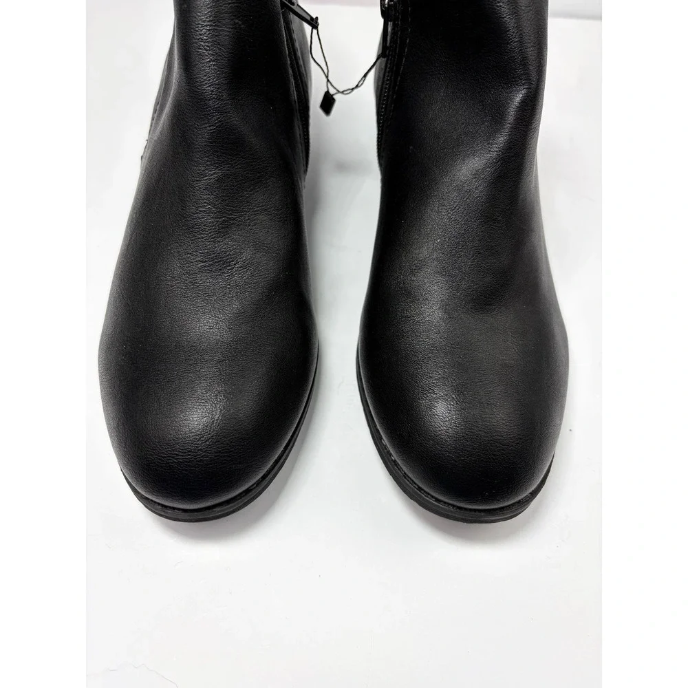 Sun + Stone‎ Cadee Ankle Booties Black 11 Wide Block Heel Minimalist Chic Urban